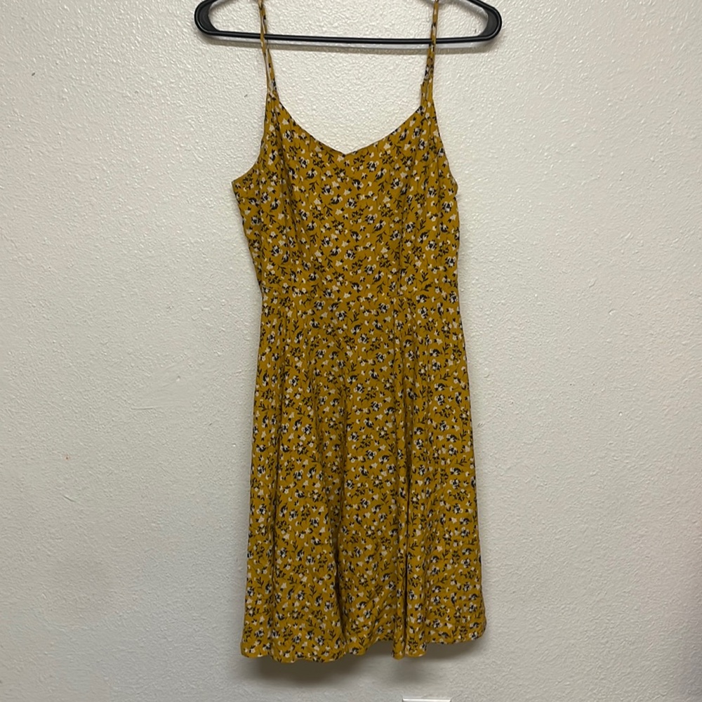 Mustard yellow floral summer dress